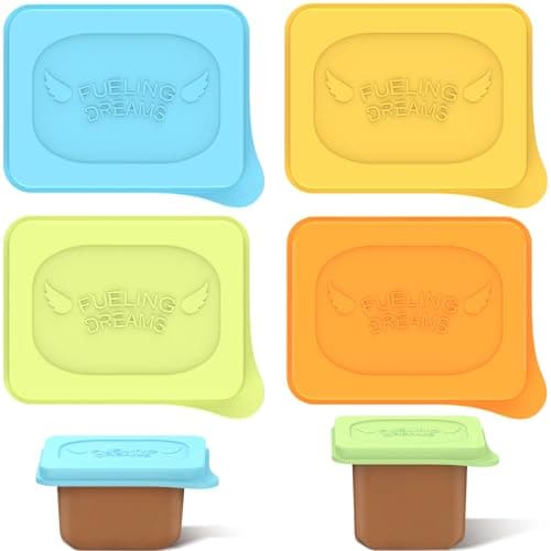 Giichen Baby Food Lids Compatible with Gerber Food Containers BPA Free Silicone Baby Food Containers Lids for Baby Food Storage Reusable and Dishwasher Safe 4 Pack Container not Included