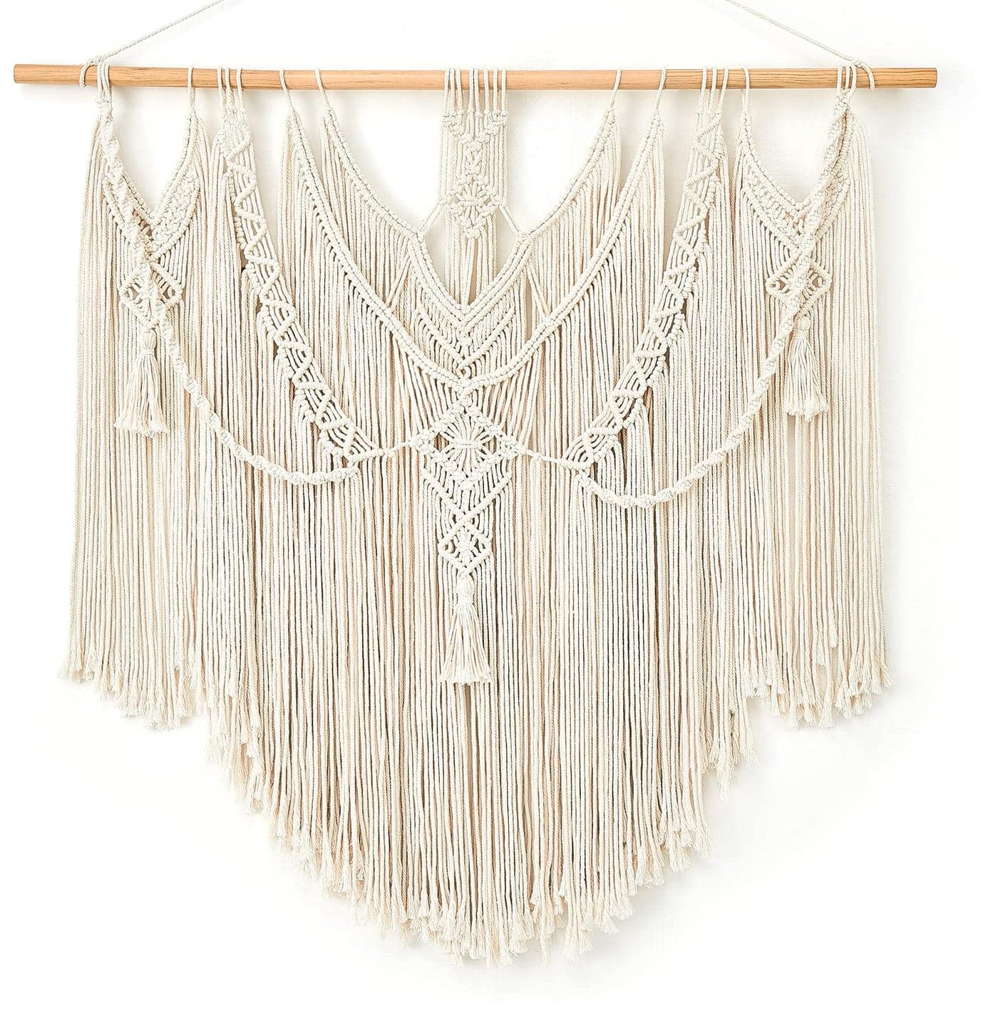 Mkono Macrame Wall Hanging Boho Home Decor Chic Woven Decoration for Bedroom Living Room Apartment Dorm Gallery Perfect Handmade Ideas 1 Pack Large Size 36x35