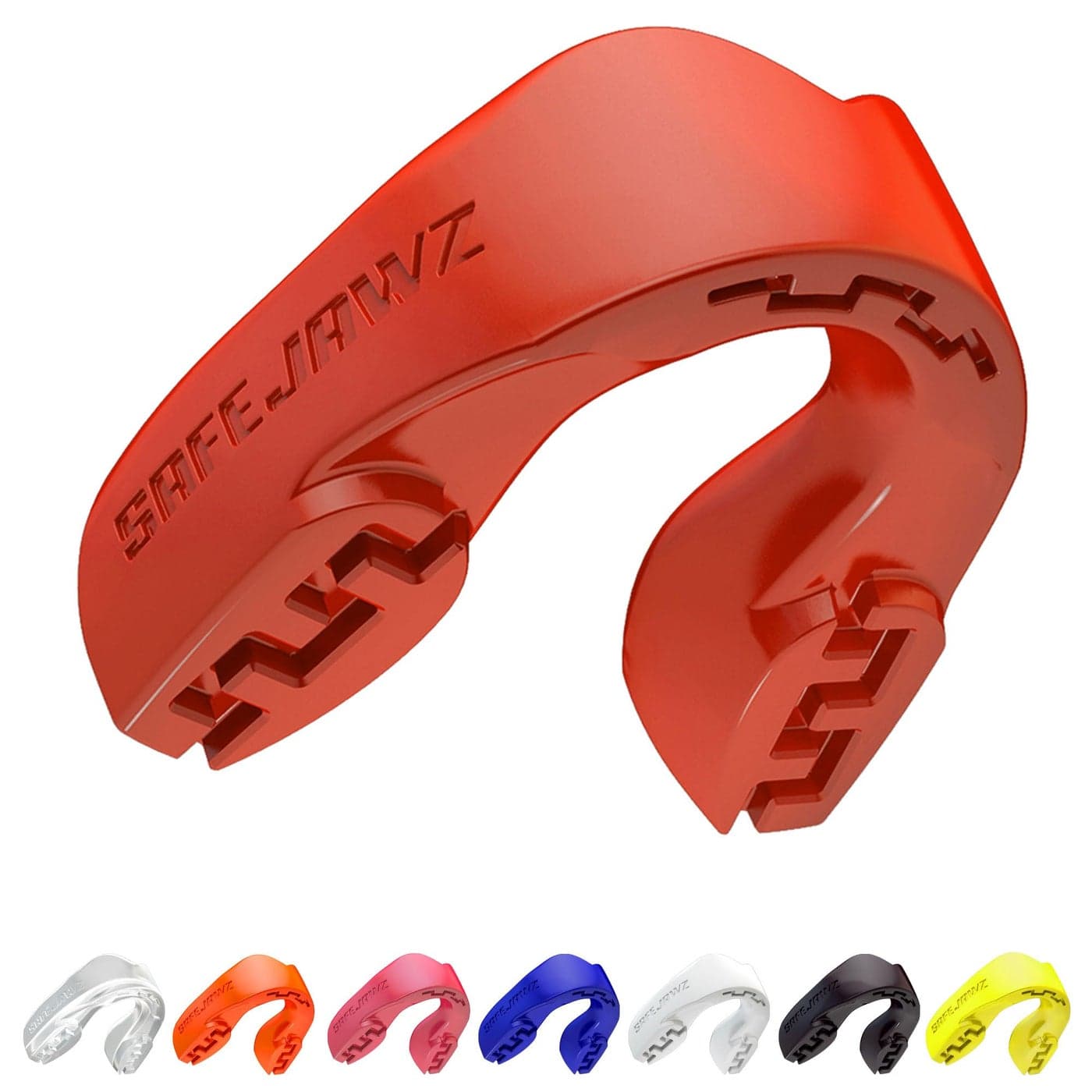 SAFEJAWZ Mouthguard Slim Fit Adult and Junior Mouth Guard with Case for Boxing Basketball Lacrosse Football MMA Martial Arts Hockey and All Contact Sports Junior 11 Years Red