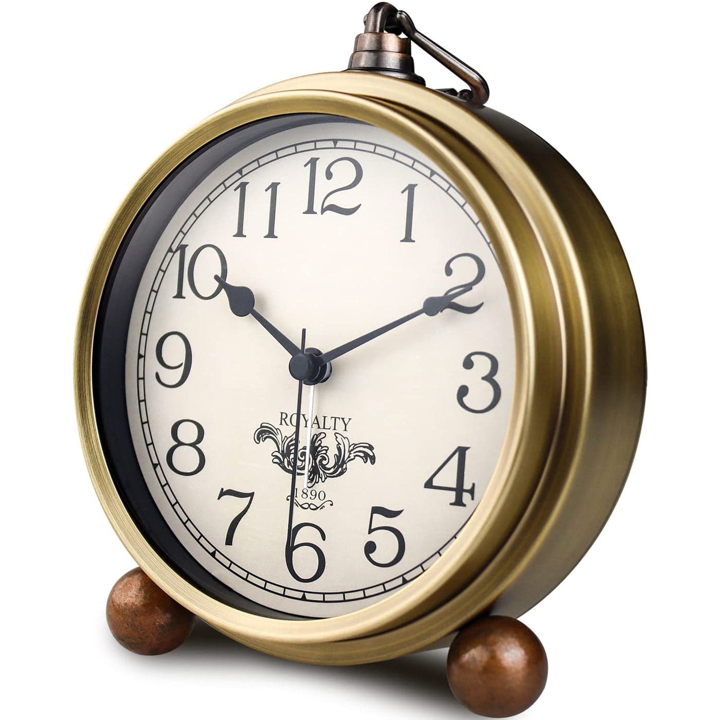 NEOTEND Gold Desk Alarm Clock for Bedroom Kids Modern Mantel Small Table Clock Desktop Farmhouse Tabletop Metal Battery Operated Clock for Bedside Living Room Office Silent 55 Inches Arabic