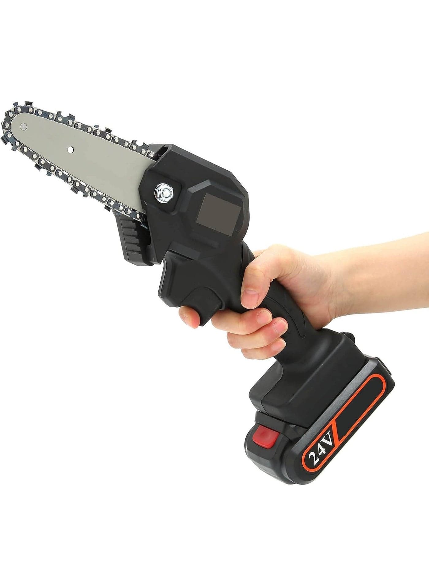 Portable 24V Cordless Mini Electric Chainsaw with High-Performance Rechargeable Battery, Sharp Wear-Resistant Chain, Lightweight Ergonomic Grip, Ideal for Tree Pruning, Branch Cutting, Garden Maintenance, Firewood Preparation, Woodworking Projects, Fast and Efficient Cutting Tool