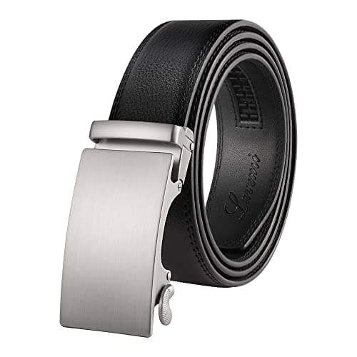 Lavemi Men's Real Leather Ratchet Dress Casual Belt, Cut to Exact Fit,Elegant Gift Box(25-0711 Silver 52")