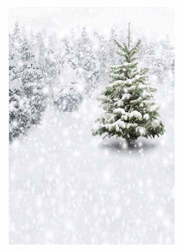 Allenjoy 5x7ft Photography Christmas Photo Backdrops Xmas New Year Winter Forest Background for Kids Baby Shower Newborn Snow Trees Holiday Party Decoration Pine Snowy Photo Booth Supplies