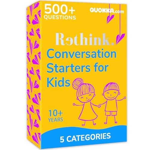 QUOKKA Conversation Cards Game Kids Edition 500 Questions Original Version Share Thoughts Fun Talking Board Game for Family Night