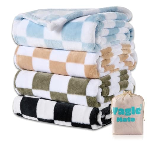 Yagle Mate 4 Pcs Baby Blankets Fluffy Small Crib Baby Blankets for Boys Fleece Checkered Blanket Toddler Receiving Blankets 3040