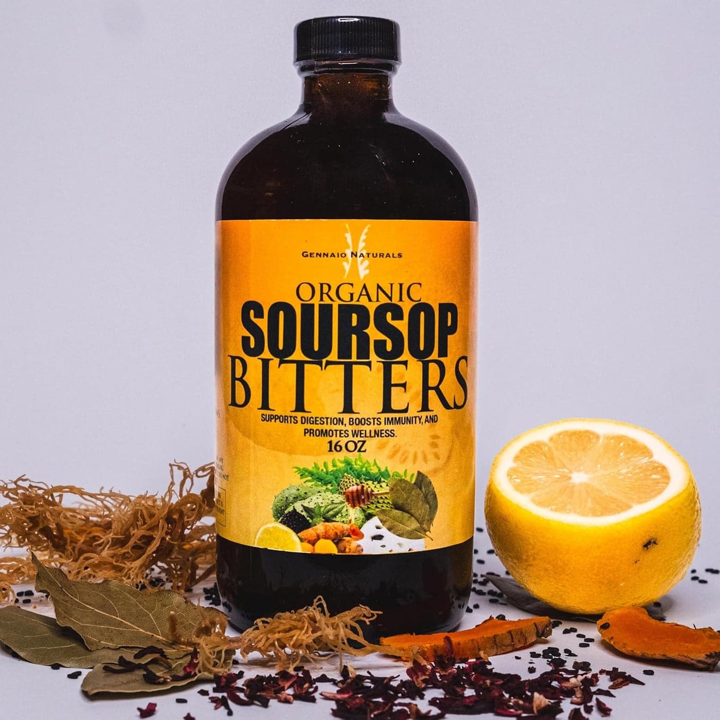 Soursop Bitters Liquid Herbals with multiple Potent and organic Herbs Moringa Ashwaganda Goat Weed For Total Health boost body Detox bladder and Gut Health 16oz