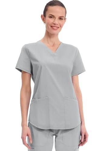 CHEROKEE Workwear Professionals Women Scrubs Top V-Neck WW665, XL, Grey