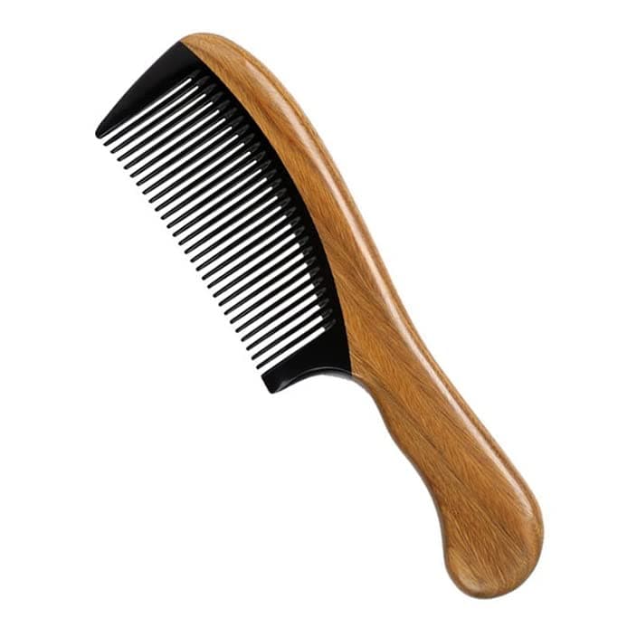 Exquisite Handmade Hair Comb Anti Static 100 Natural Green Sandalwood Buffalo Horn Comb Detangling Comb for WomenMenThickFine CurlyStraightWavy HairGreen Sandalwood Buffalo Horn Fine Tooth
