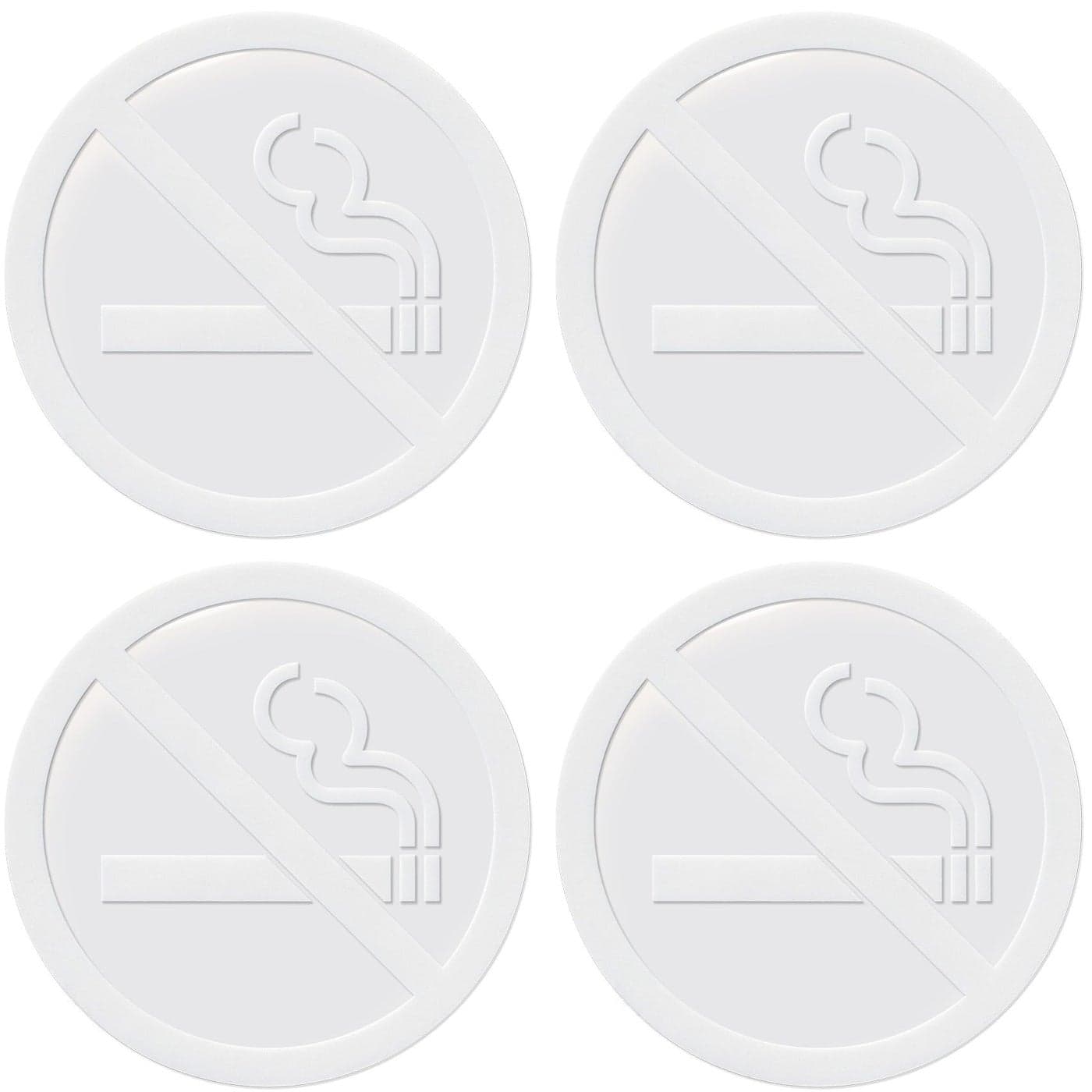 dealzEpic Clear Transparent White No Smoking Sign Self Adhesive Peel and Stick Vinyl Decal For Glass Door or Window 35 inches in Diameter Pack of 4 Pcs