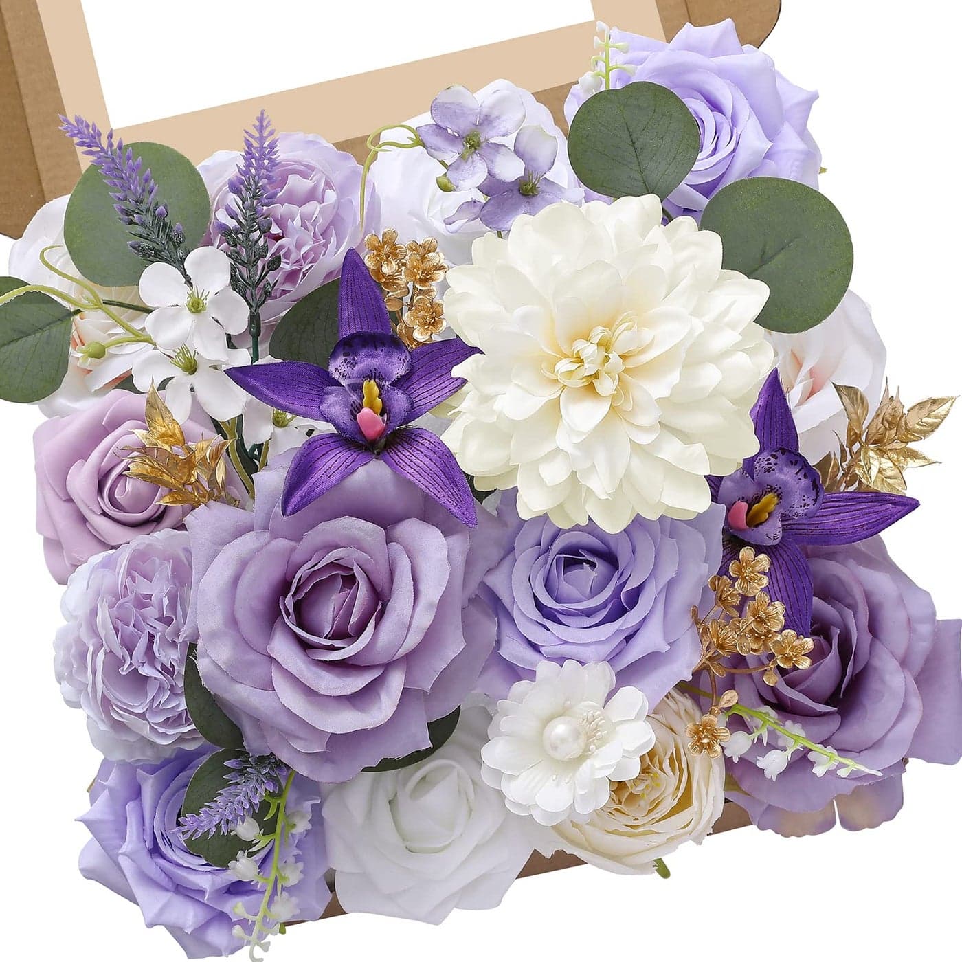 Serwalin Purple Artificial Flowers Combo Fake Rose with Stems for DIY Tables CenterpiecesWedding Cake Flowers Bridal Bouquet Baby Shower Arrangements Party Home Decorations