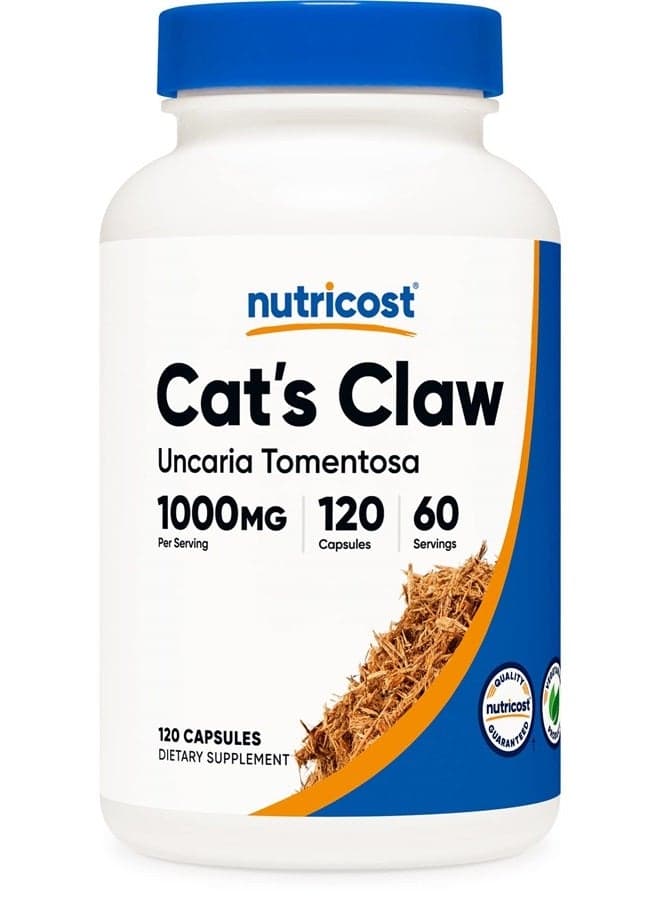 Cat's Claw 1000mg, 120 Capsules - Vegetarian Caps, Non-GMO and Gluten Free, 60 Servings