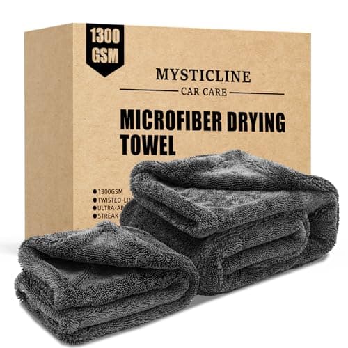 Mysticline 2 Pack 1300 GSM Car Drying TowelDoubleSided Microfiber Towels for Cars24 x 3616 x 16Extra Large Ultra AbsorbentWithout Residual LintScratches or Water Spots