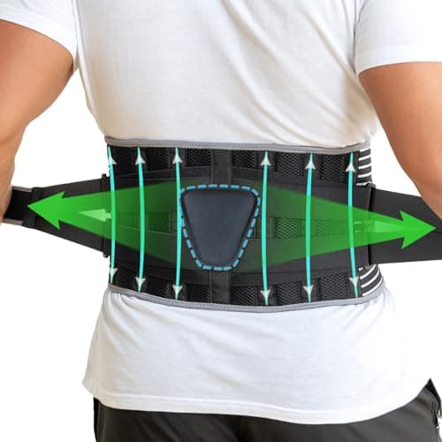 KONSEDIK Back Brace for Herniated Disc,Lower Back Pain Relief,Strain,Adjustable Lumbar Support Belt,with 6 Stays and Removable 3D Pad,for Men and Women Work,Lifting,Sciatica,Scoliosis(X-Large)