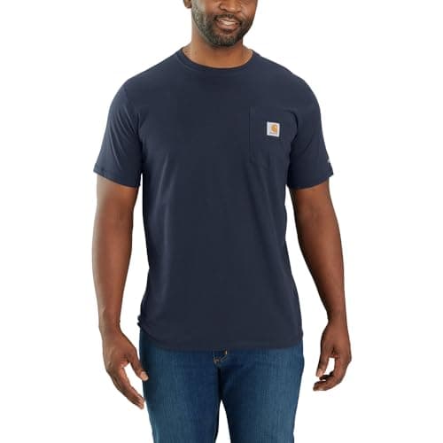 Carhartt Men's Force Relaxed Fit Midweight Short-Sleeve Pocket T-Shirt, Navy, Medium