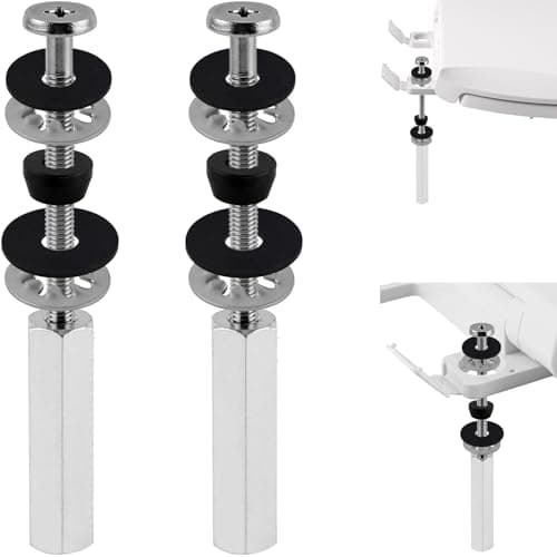 iFealClear 2 Pack Universal Toilet Seat Bolts Compatible with Kohler/American Standard/TOTO/Glacier Bay, 3 Inch Stainless Steel Toilet Seat Screws with Long Downlock Nuts, Anti-Slip Gaskets, Chrome
