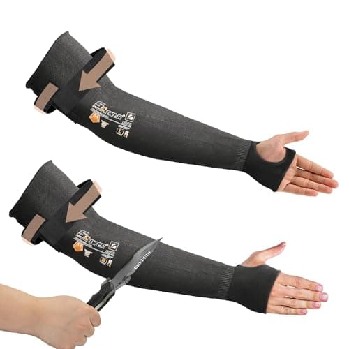Schwer ANSI A4 Cut Resistant Arm Sleeves with UHMWPE, Lightweight and High-Strength, 15X Stronger than Steel, Comfort Protective Arm Guards for Gardening, Farming, Work, Construction, S913