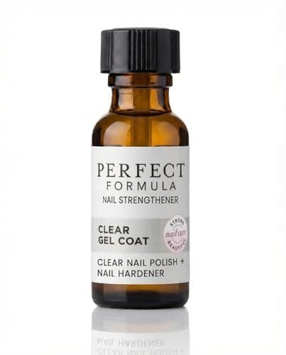Perfect Formula Clear Gel Coat - Nail Strengthener, Keratin Treatment, Clear Nail Polish - Strengthener for Damaged Nails - Made In The USA .60 fl oz.