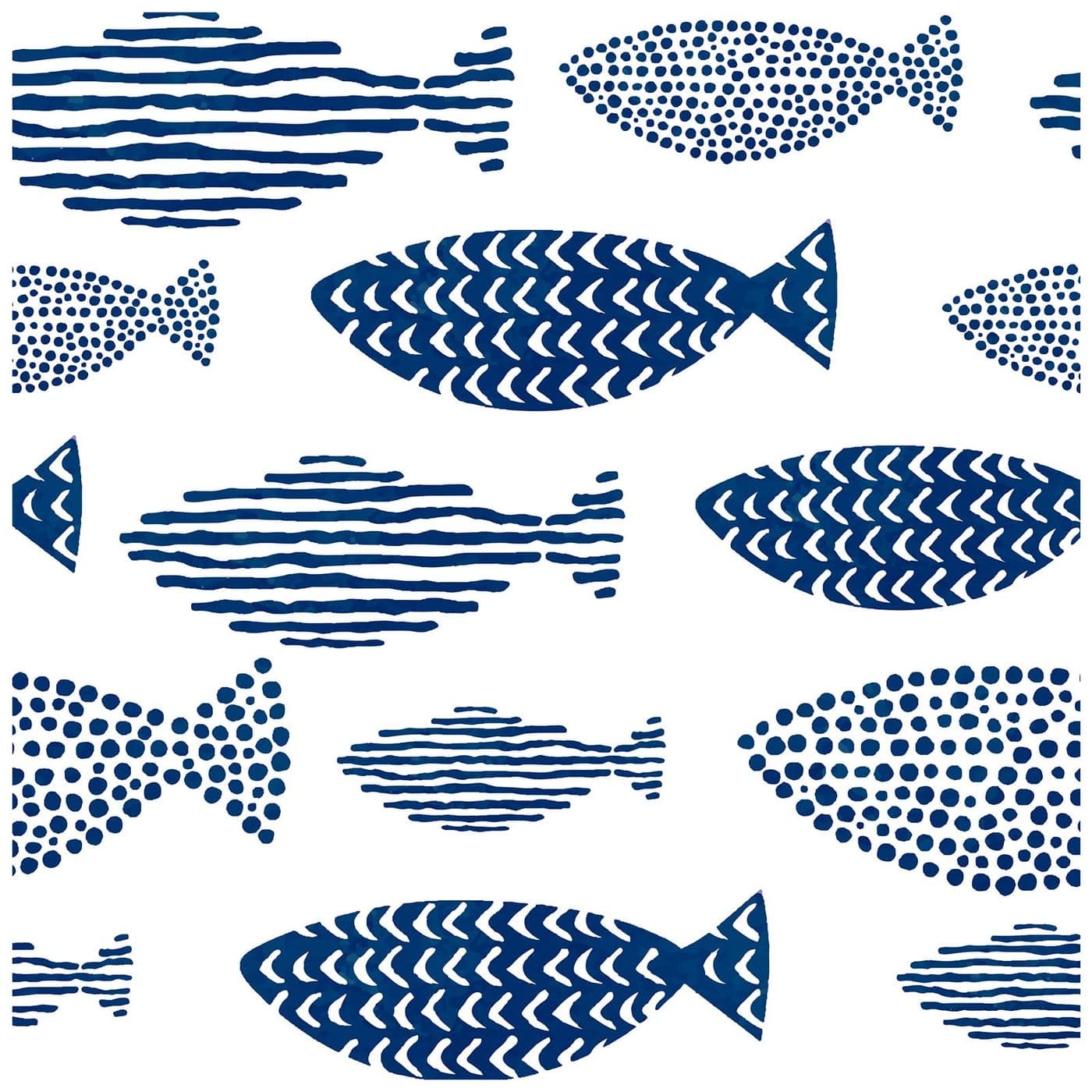 HAOKHOME Peel and Stick Wallpaper Coastal Fish Abstract Underwater World Trellis Navy Blue Removable Contact Paper for Home Bathroom Decorations 177in x 98ft