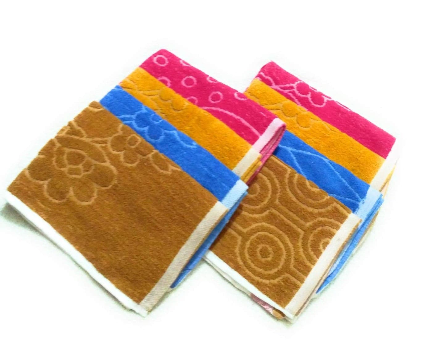 Cotton Colors Floral Design Hand Towels Medium Multicolor Pack of 8_t048