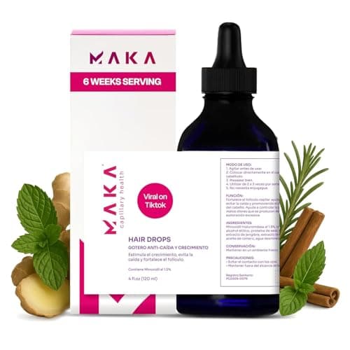 Maka Capillary Hair Growth Drops for Women and Men - Natural Rosemary, Ginger, Cinnamon Ingredients with 1.5% Minoxidil, Anti-Hair Loss and Hair Regrowth Treatment, 4 Oz