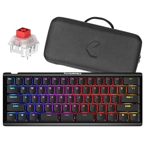 KINESIS Gaming TKO Mechanical Keyboard | Linear Red Switches | 60% Layout | Split Spacebar | Hotswap | PBT Keycaps | Aluminum Body | SF Shock Limited Edition Travel Case