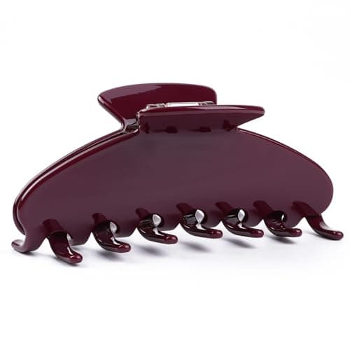 MAORULU Cute Claw Clip for Women 4 Large Acetate Hair Clips for Thick Thin Curly Long Hair Durable Hair Clamps Nonslip Y2K Jaw Clip Strong Hold Stylish French Design Wine Red