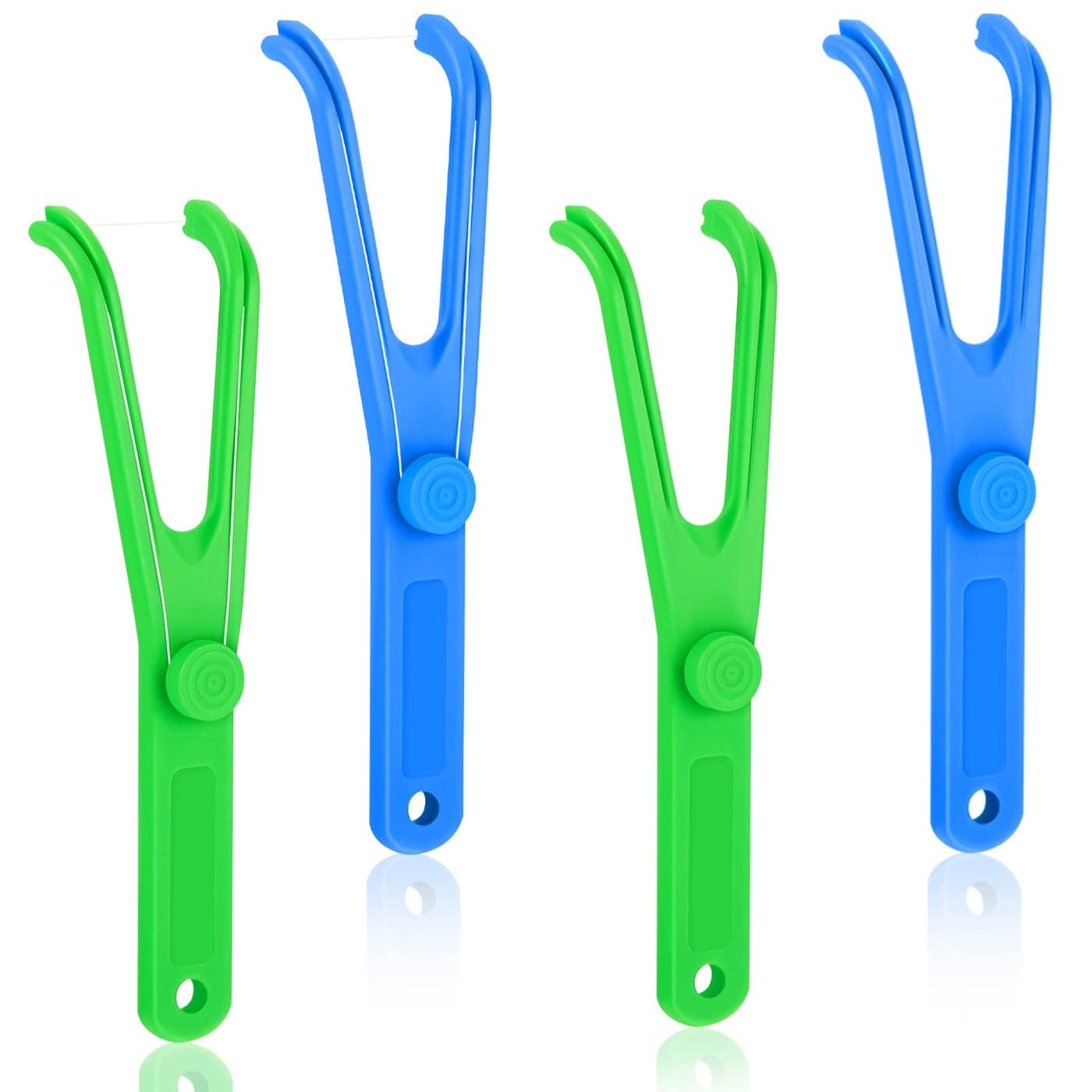 Chengu 4 Pieces Dental Floss Holder Reusable Flosser Reusable Floss Handle Holder Flossmate Handle for Oral Clearing Blue Green