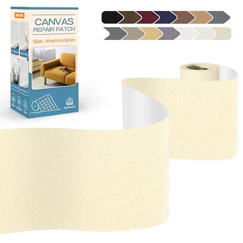 KING MOUNTAIN Canvas Repair Tape,Outdoor Gear Patch, 4×63 Inches,Waterproof,Self-Adhesive for Repairing Boat Covers,Sun Shades,Sofas,Tents,Lounge Chairs,Awnings (Beige1.0)