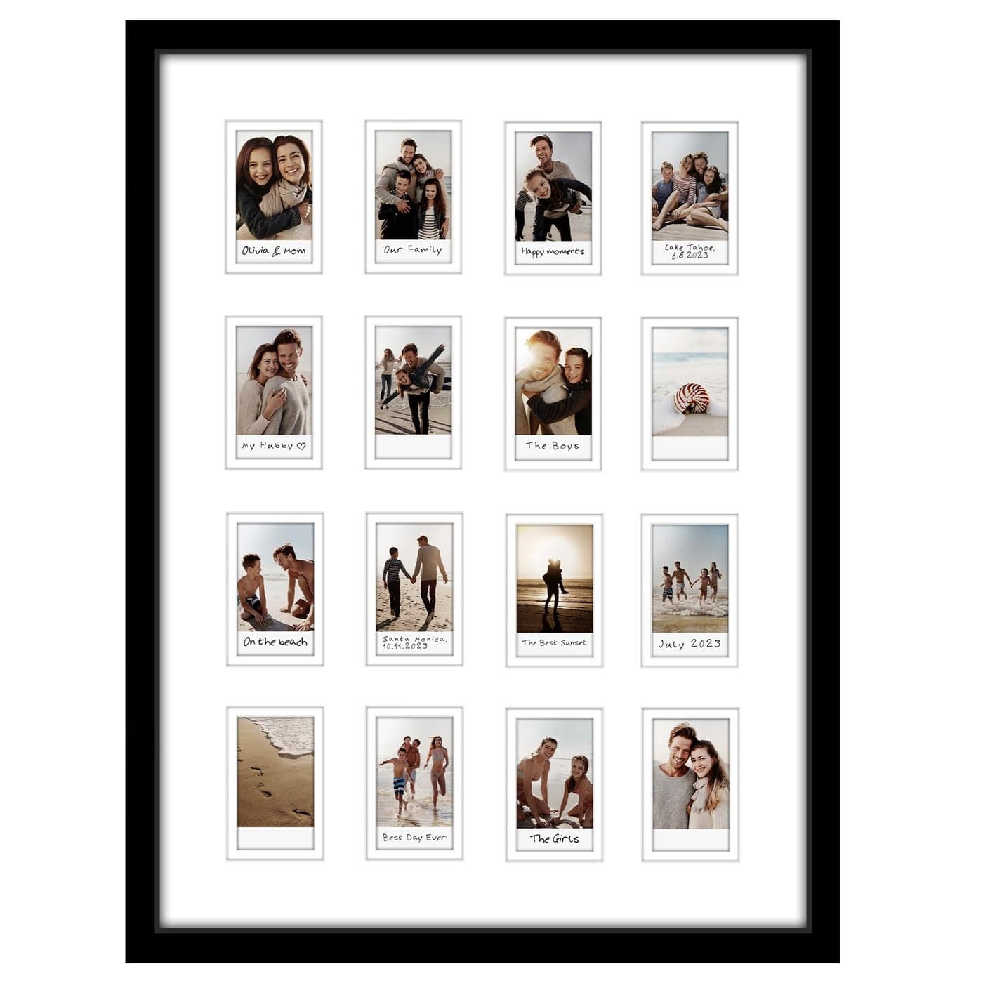 Americanflat 15x20 Picture Frame with 16 Openings for 2x3 InstantPrint Photos Black Mini Picture Frames for Wall Display with Polished Plexiglass