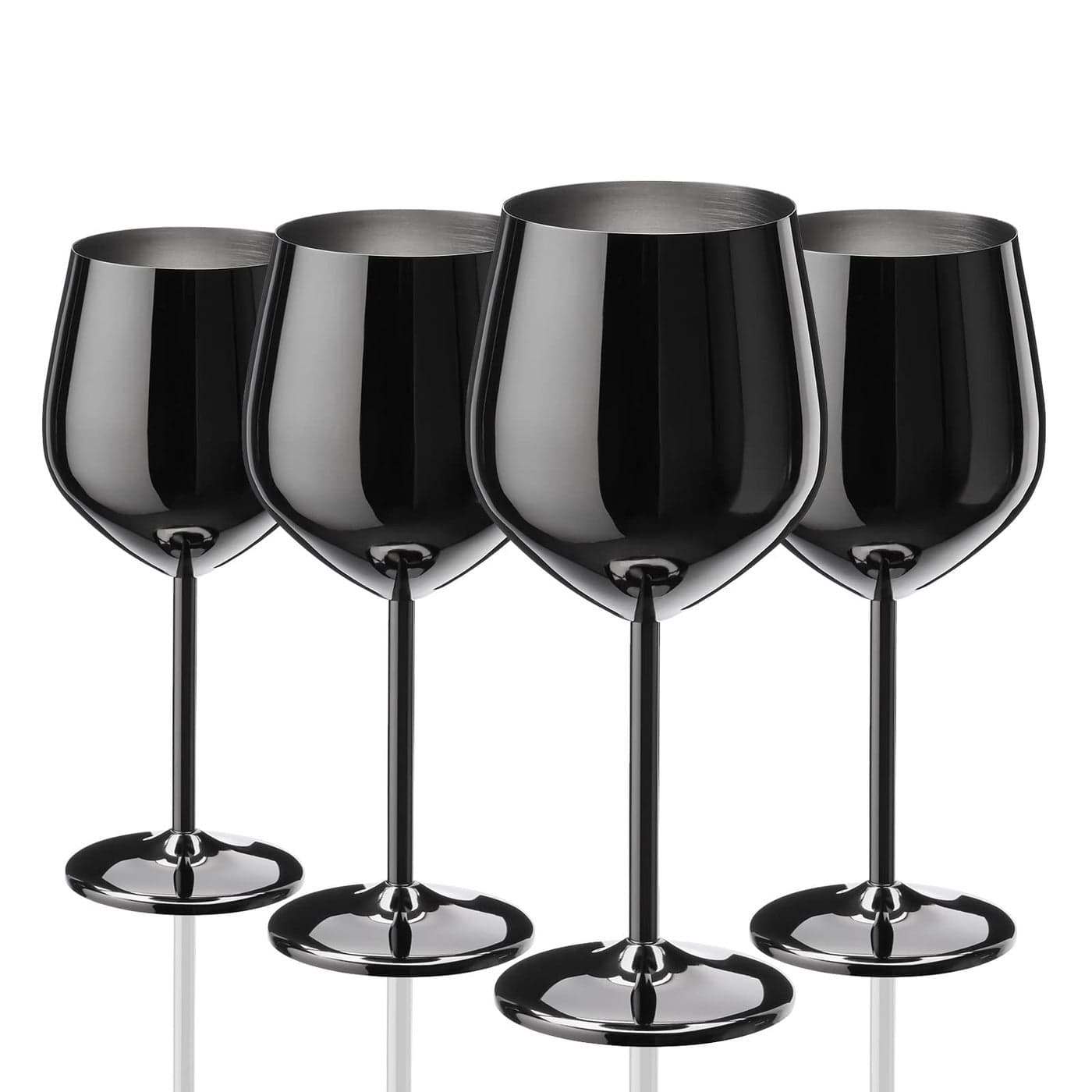 WOTOR Black Wine Glasses Set of 4 540ml18oz Stainless Steel Wine Glasses Unbreakable Portable Stemmed Metal Wine Glass for Outdoor Travel Camping and Pool Black