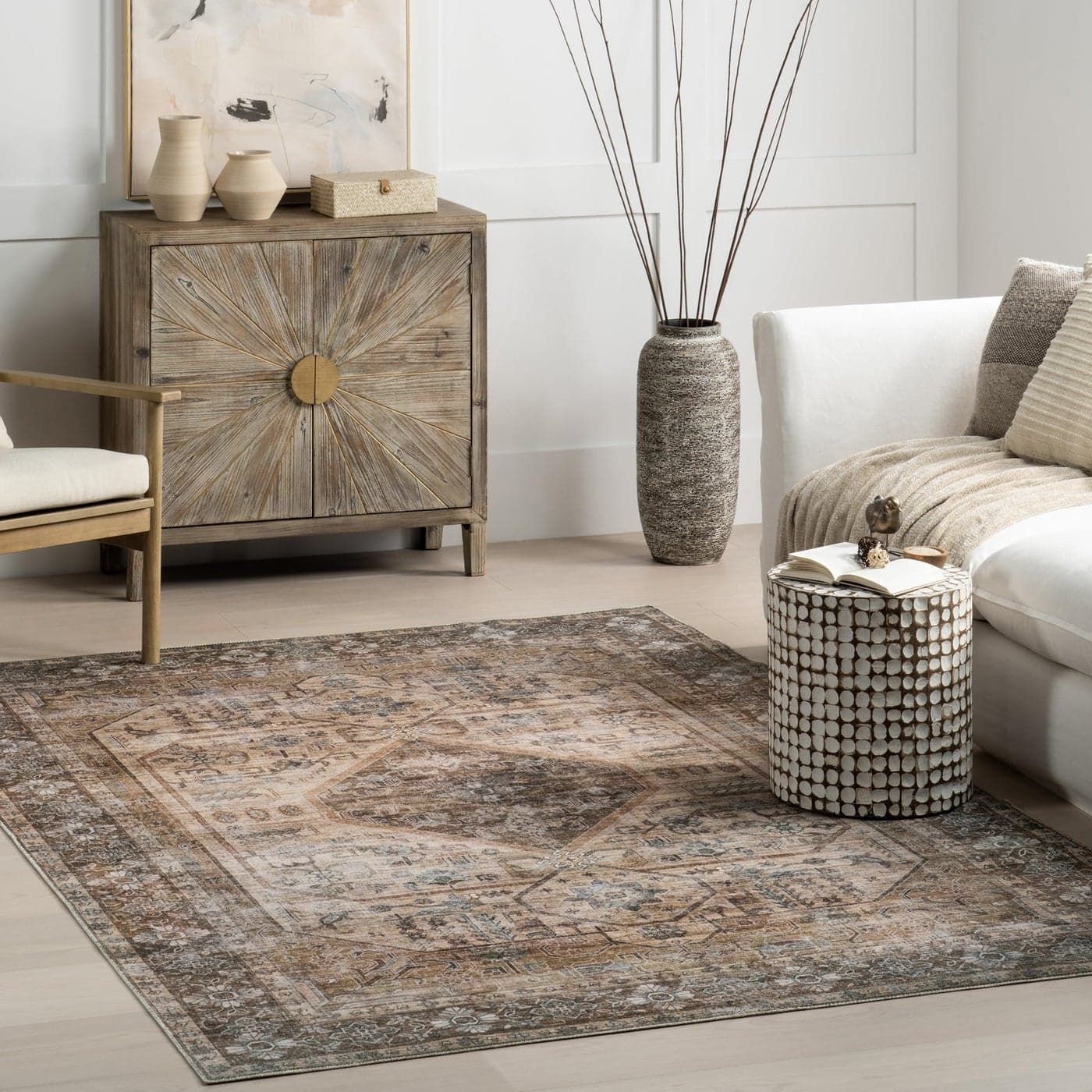 nuLOOM 2 x 3 SpinClean Machine Washable StainResistant Area Rug with Non Slip Backing Low Profile for Living Room Bedroom and Dining Room Devin Light Brown