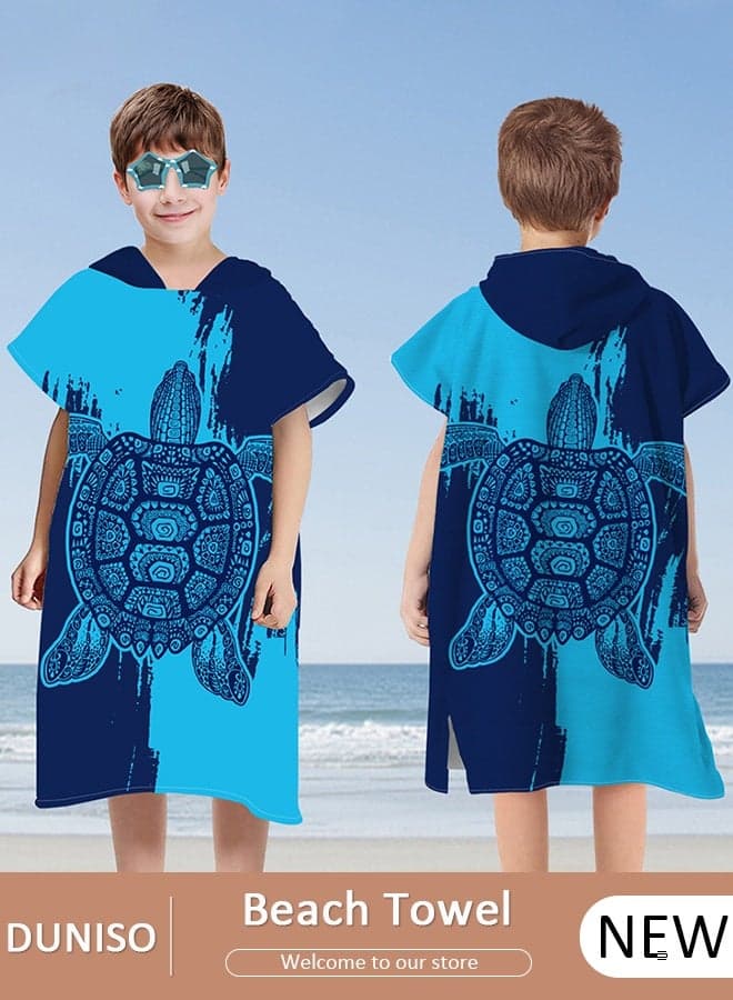 Wearable Kids Bath Towel,Quick Drying Beach Poncho with Hood, Microfiber Bath Towel Super Soft Bathrobe,Changing Robe for Surfers and Swimmers