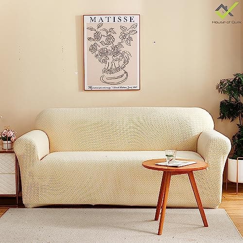 House of Quirk Universal Triple Seater Polar Fleece 220 GSM Fabric Sofa Cover Flexible Stretch Sofa Slipcover (Pastel Green, Triple Seater)