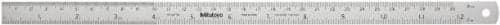 Mitutoyo 182-305, 12"/300mm Semi-Flexible Rule, (1/16", 1/32", 1/64", 1mm, 1/2mm), 5/8" Wide, Satin Chrome Finish Tempered Stainless Steel