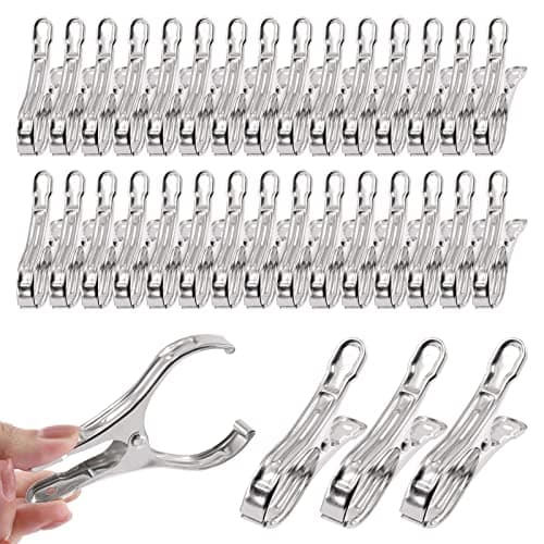 Tanstic 40Pcs 35 Inch Stainless Steel Greenhouse Clamps Garden Clips Greenhouse Clips Heavy Duty Garden Clips with Strong Grip and Large Open Mouth for Netting Holding