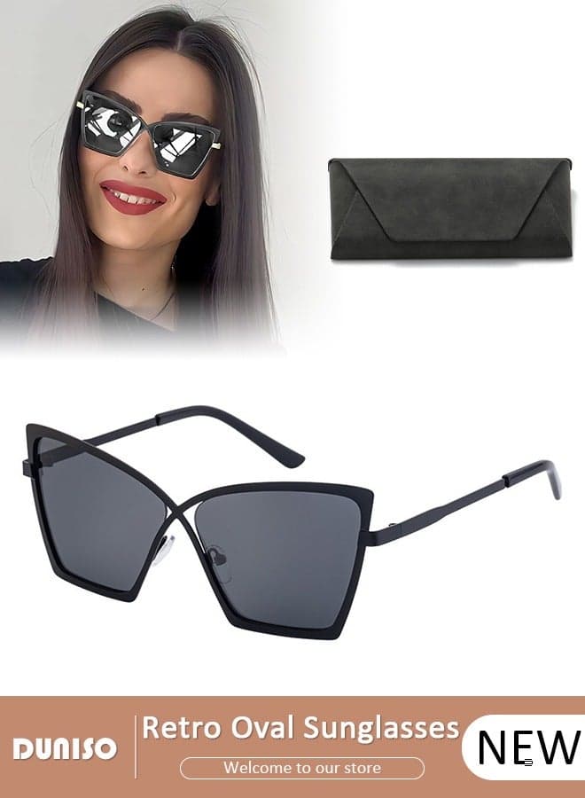Retro Sunglasses for Women, Trendy Square Cat Eye Sunglasses,Classic Driving Ladies Sun Glasses, Fashion Lightweight Rectangle frame, Shades for female Outdoor 100% UV400 Protection
