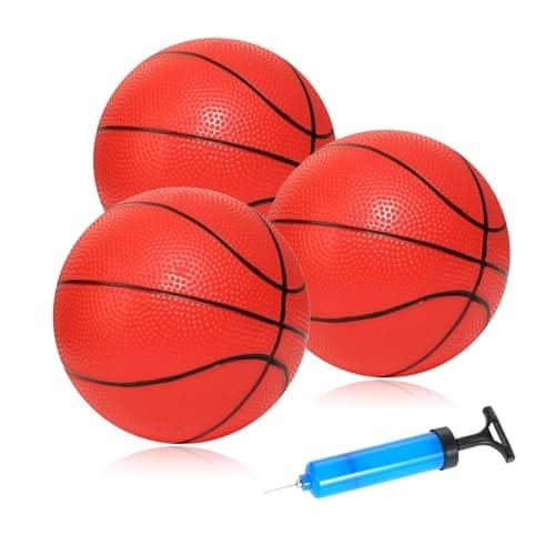 INTOWIND Mini Basketballs 3 Pack 7inch Small Basketball Size 3 Set with Pump Needle Ideal for Mini Hoop Outdoor Indoor Play Kids Basketball Party Favors