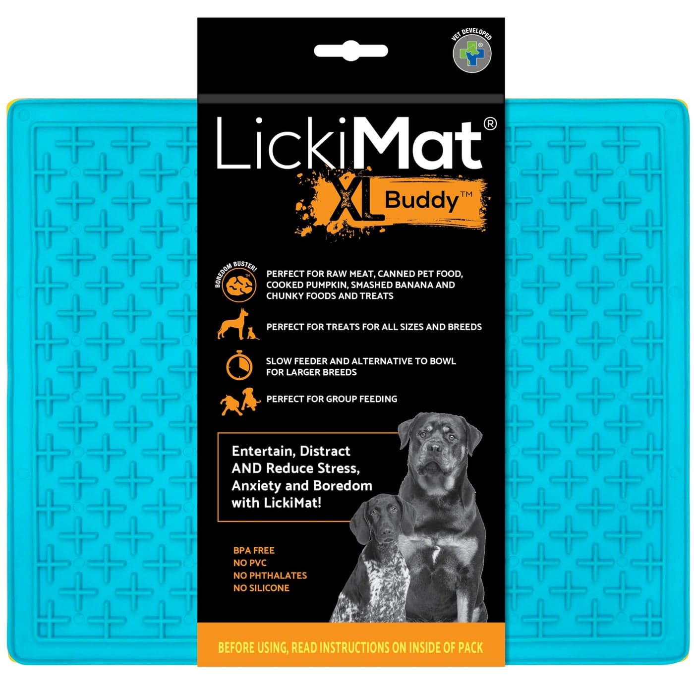 LickiMat X Large Breed Buddy Dog Lick Mat, Dog Calmer, Slow Feeder, Anxiety Reliever Alternative to Puzzle Toys, Slow Feeding Bowls. Use Peanut Butter, Wet Food, Raw Food, Mixed Food, Healthy Treats