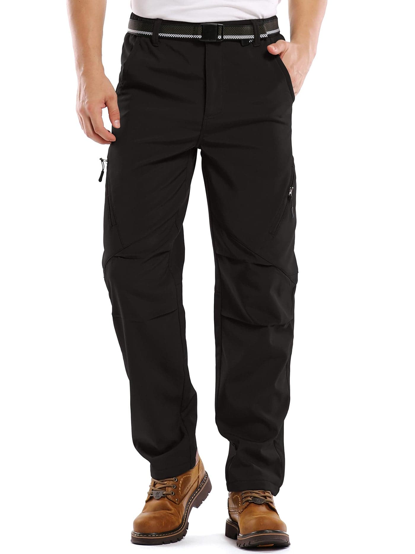 Jessie Kidden Mens Waterproof Hiking Pants, Outdoor Snow Ski Fishing Fleece Lined Insulated Soft Shell Winter Pants (6070 Black, 38)