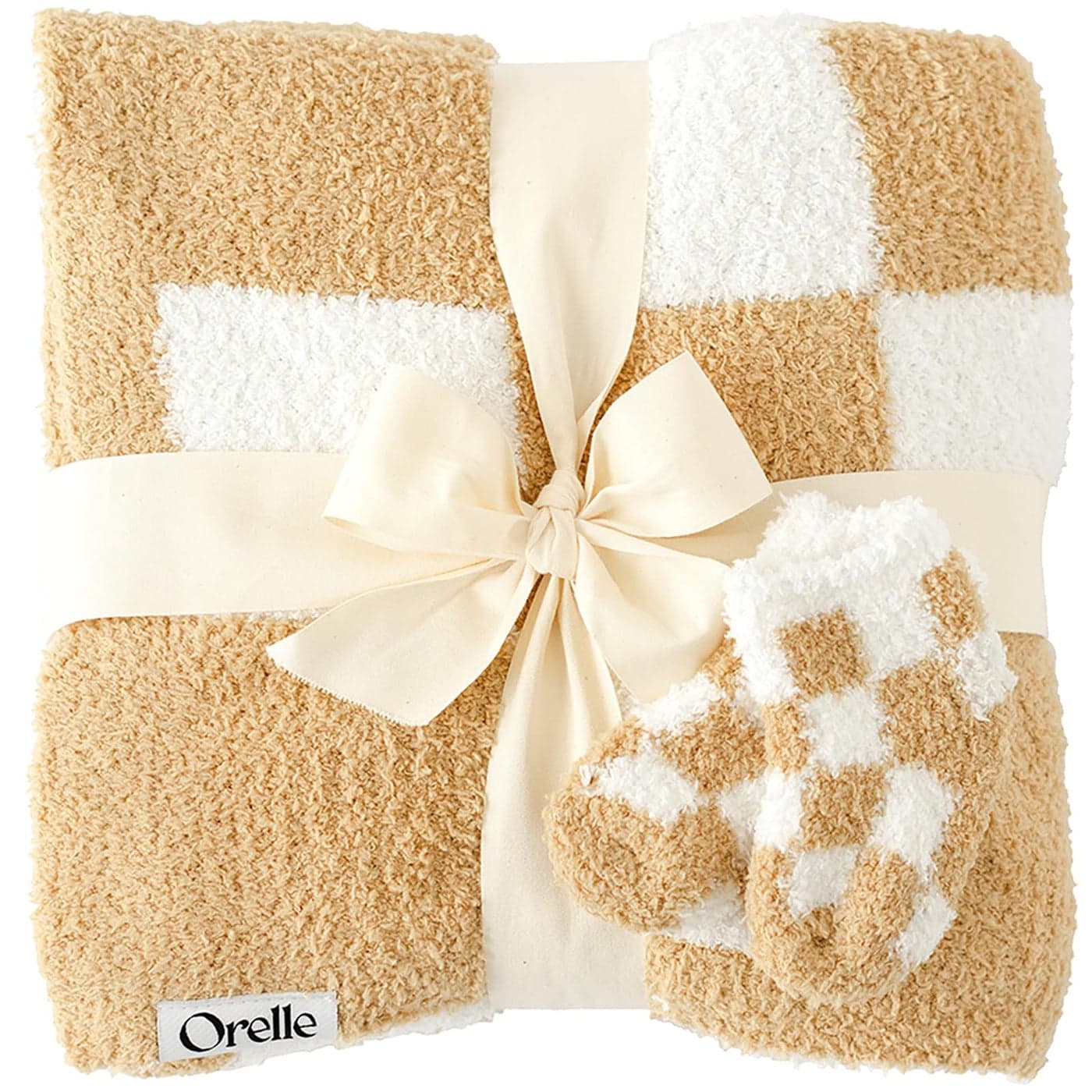 Orelle Checkered Baby Blanket and Socks Set Blue