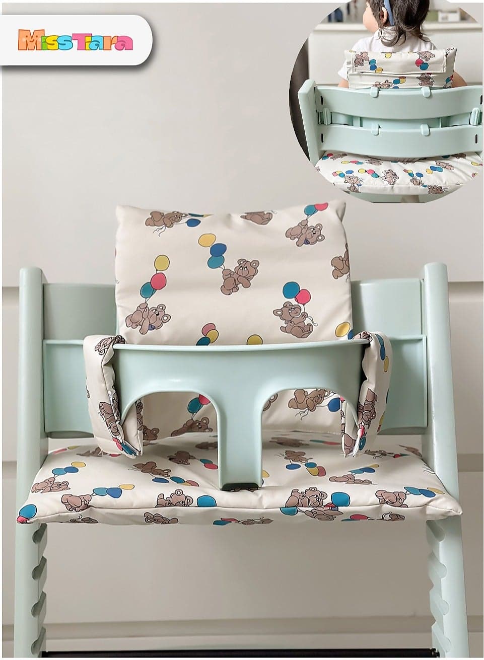 Highchair Pad Deluxe, Seat Cushion for Wooden Highchair Hauck Alpha+, Easy Fixing and Cleaning