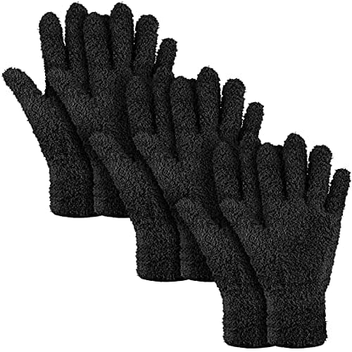 Patelai 3 Pairs Microfiber Plant Dusting Gloves Leaf Cleaning Gloves for Indoor Plants, Blinds, Furniture, House(Medium,Black)