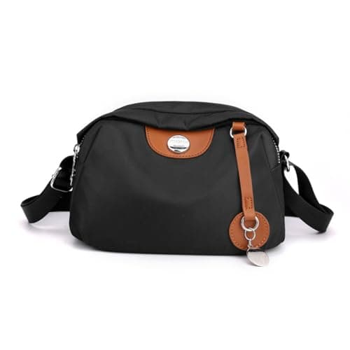 Hiflyer Women's Nylon Crossbody Bag, Trendy Sling Handbag for Fashionable Women (Black, 8.7''(L) * 4.3''(W) * 5.5''(H))