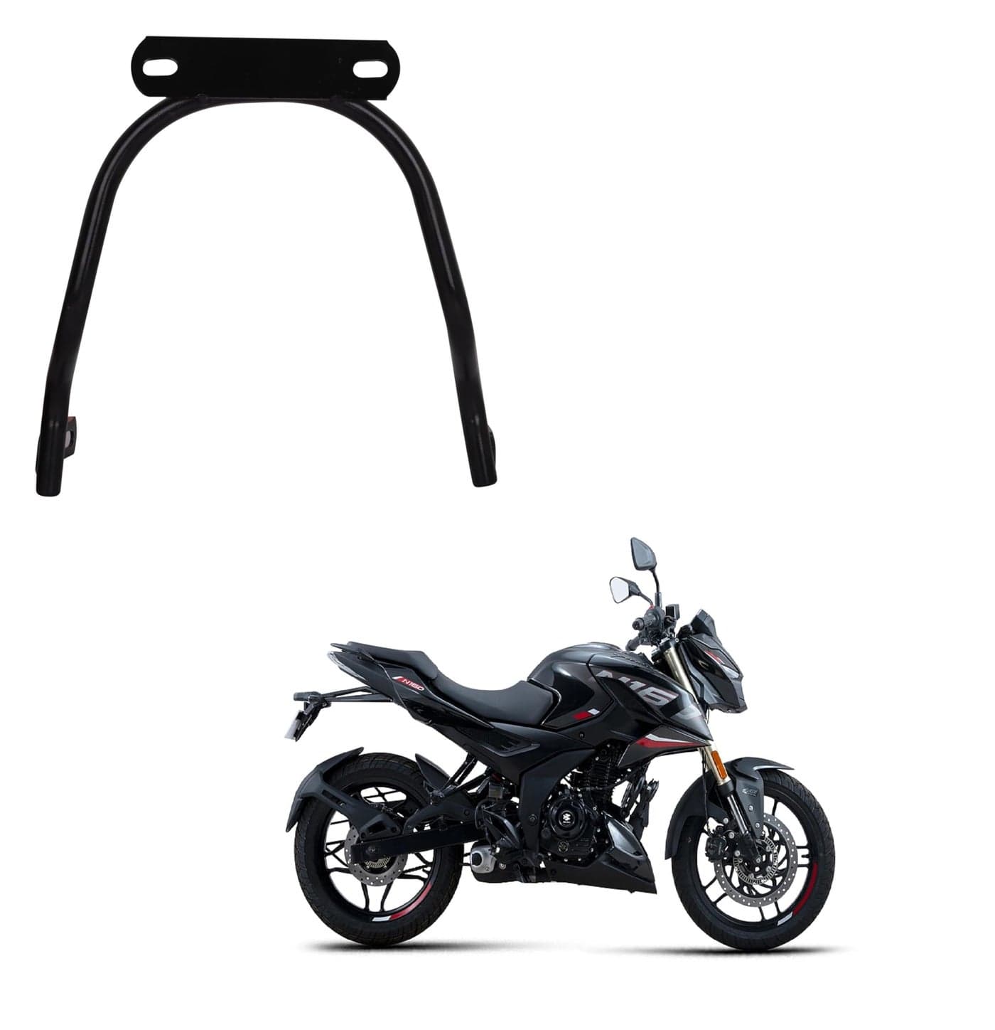 Grandbiker Front Fender Number Plate Holder for Pulsar N160 (Black)
