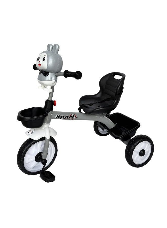 Lovely Baby Kids/Children Tricycle LB 5530 with Music & LED Lights, EVA Wheels, Front & Rear Basket, Strong Steel Frame & Comfortable Seat for Toddlers Ages 1–3 Years - Grey