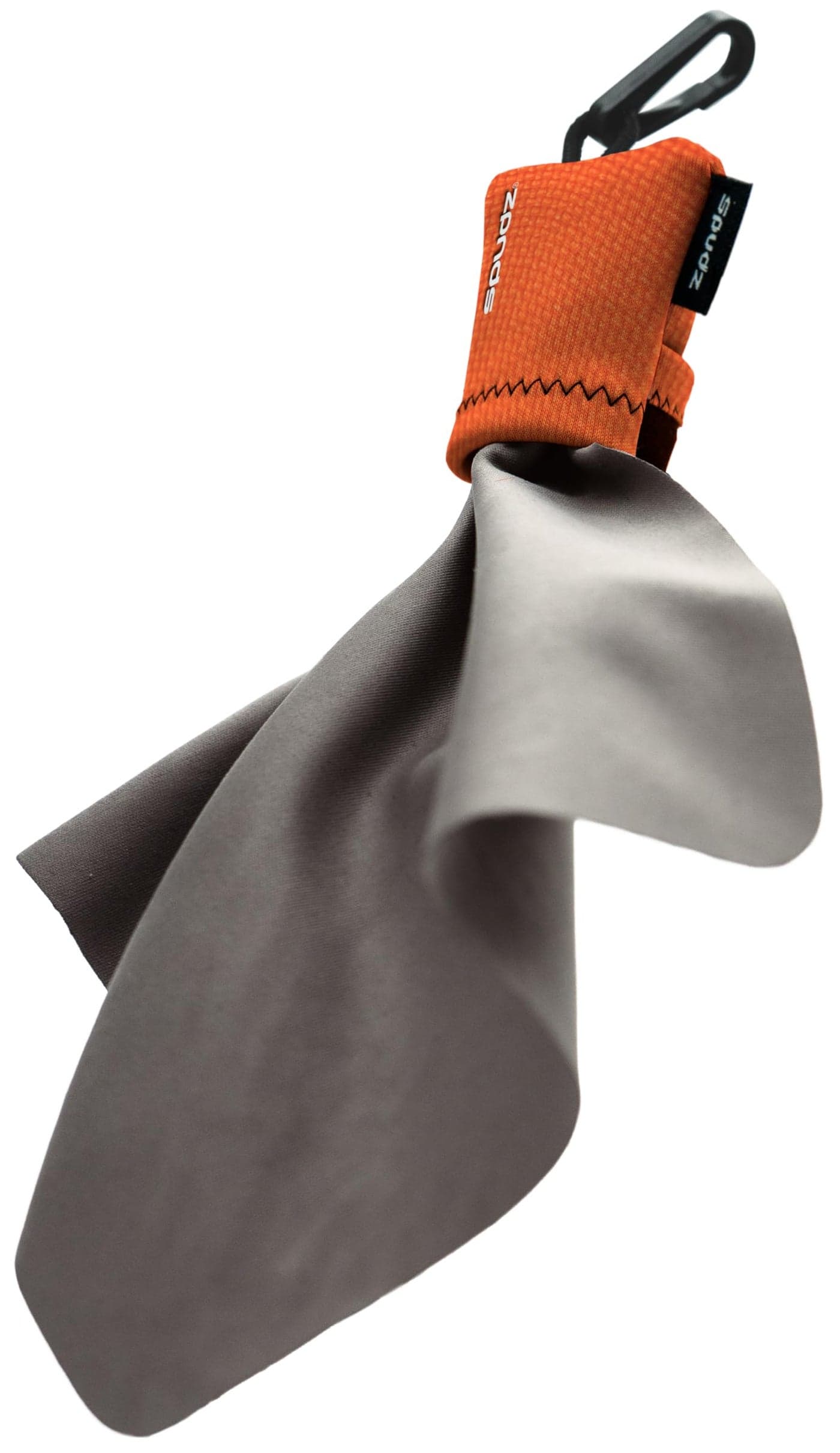 SPUDZ Ultra Microfiber Lens Cleaner with Closeable Bottom – Clip-On Pouch, Washable – for Binoculars, Scopes, Glasses, Screens | Ultra Blaze Orange, 6 x 6 Inch