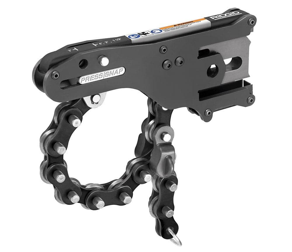 RIDGID 34403R Press Snap Soil Pipe Cutter Kit with Carrying Case HeavyDuty Chain Pipe Cutter for 112 to 4 No Hub and ServiceWeight Soil Pipe