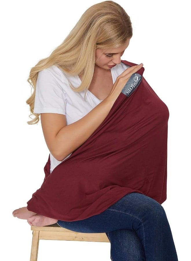 NeoTech Care Nursing Breastfeeding Cover Scarf - Soft Fabric - Red Burgundy