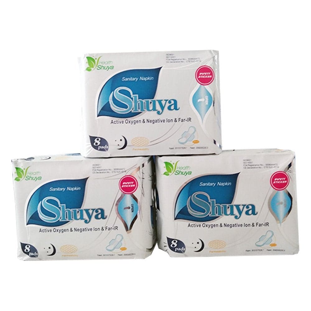 SHUYA Patented Anion Overnight Maxi Pads for Women with Wings for Heavy Flow Herbal ScentedSize 285mm24CountPack of 3