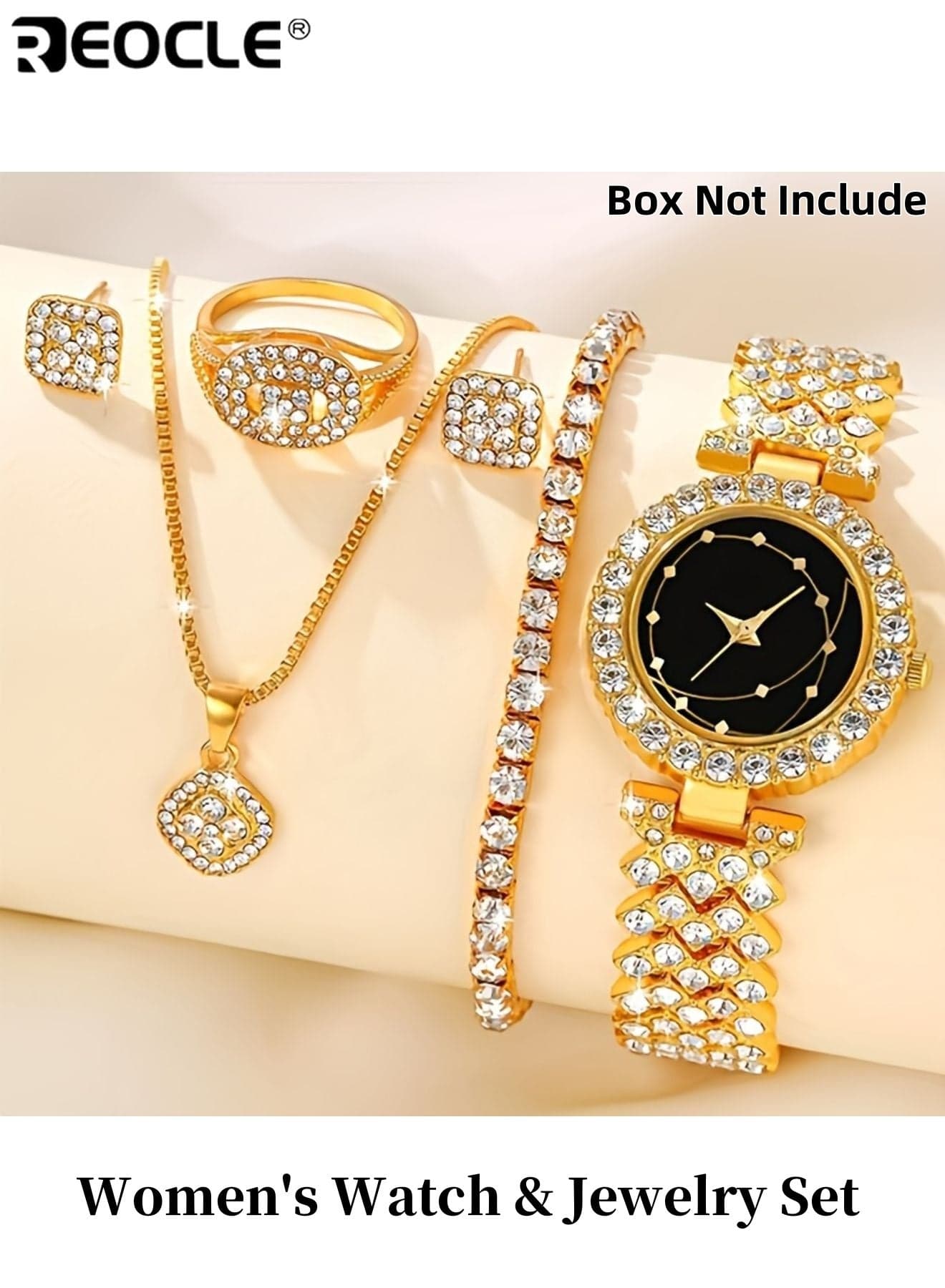 Women's Watch & Jewelry Set with Fashion Casual Quartz Wristwatch Necklace Bracelet Earrings Stylish Elegant Suitable for Daily Wear Parties Special Occasions Ideal Gift for Women for Ladies for Adults